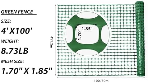 PotatoLife 4'x100' Plastic Mesh Fence for Garden with 100 Zip Ties, Green - Image 3