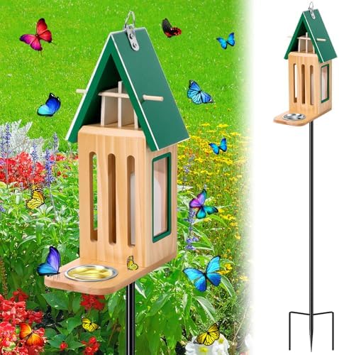 New Upgraded Butterfly House and Feeder for Outside Wooden Butterfly House by MUDEREK