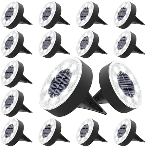 Joomer 16 Pack 3.4inch Solar Ground Lights Outdoor Waterproof, White by Joomer