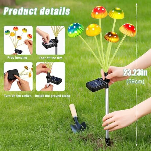 TEDOF 4 Pack 24 LED Solar Mushroom Lights for Outside Outdoor Decor - Image 2