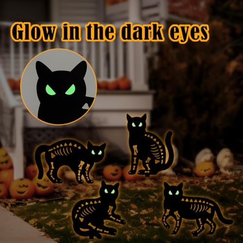 Halloween Decorations Outdoor,4 Pack Black Cat Silhouette Garden Stakes - Image 2