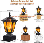 Dynaming Solar Flame Post Lights Outdoor, Solar Powered Lamps Fence Post Cap Lights, Flickering Flame LED Lantern Decorative Waterproof for Garden Deck Patio, Fit 4x4, 5x5 or 6x6 Wooden Posts, 2 Pack - Image 2