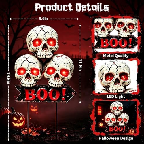 Halloween Decorations Outdoor Scary Skeleton Yard Stakes Solar Lights - Image 2