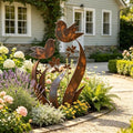 Rustic Bird & Flower Metal Garden Stake, Yard Art Gift, 17.71in by Unknown