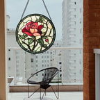 Stained Glass Window Hanging Red Rose Suncatcher Gifts for Women 9.8" - Image 4
