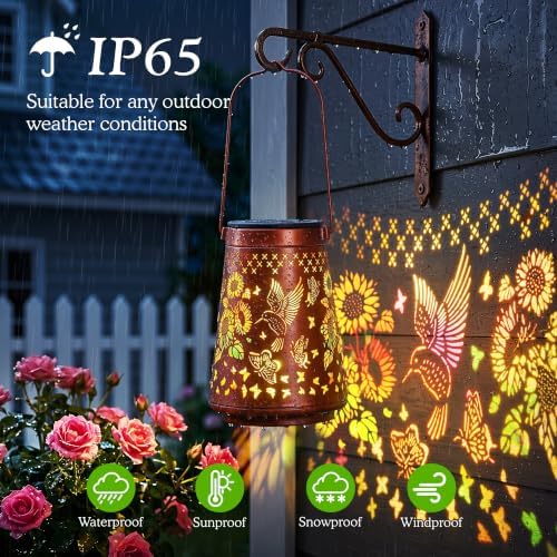 BUCASA 2 Pack Hummingbird Solar Lanterns Outdoor Solar Lights - Image 4
