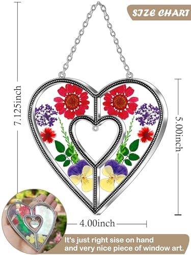 KY&BOSAM DIY Gift Heart Suncatcher Pressed Flower Glass for Window Hanging - Image 3