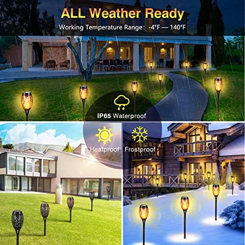 Solar Outdoor Lights IP65 Waterproof, 8Pack 12LED Solar Torch Lights with Flickering Flame for Christmas Decor, Mini Solar Landscape Lights for Yard Driveway Patio Deck - Image 4