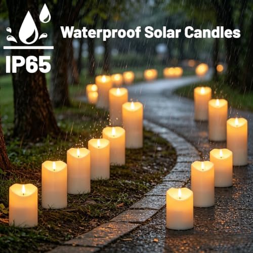 Wondise 4Pack Solar Candles Outdoor Waterproof IP65 Rechargeable - Image 5
