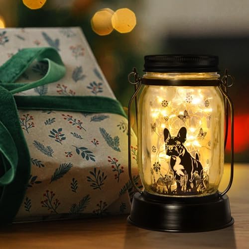 kyoryuger French Bulldog Frenchie Gifts for Women/Men French Bulldog Solar Lanterns Dog Mom Birthday Dog Lovers Lantern Pet Loss Pet Memorial Solar Garden Decor Yard, Patio,Backyard,Porch Torches - Image 6