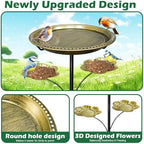 Bird Bath for Outside,Birdbaths with 2 Detachable Flower Feeders - Image 4
