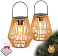 Handwoven Rattan Solar Lantern, Outdoor Hanging Solar Light with Warm LED Glow, Weather Resistant Wicker Style Lamp for Patio, Garden, Yard, Porch, Balcony, Deck and Gazebo Decor (2Pcs) by Unknown