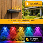 Solar Fence Lights Outdoor Waterproof,9 Modes Color Changing Solar Powered Deck Lights,12H Runtime Optical Lens Lighting for Halloween Christmas Decorations,Patio/Wall/Backyard/Garden/Step(10 Pack) - Image 4