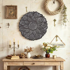 Sungmor Vintage Cast Iron Lotus Stepping Stone, Dark Brown - Image 5