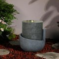 18H Modern Outdoor Water Fountain Zen-Style with Warm LED Lights by Bumilgar