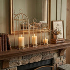 22.2" Outdoor Decorative Lanterns, Metal Candle Lanterns, Farmhouse Lantern Decor, Antique Gold Iron Lantern Candle Holders for Fireplace Mantel, Table Centerpiece,Home Decor - Image 4