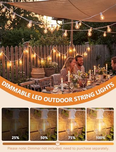 25Ft G40 LED White Outdoor String Lights with 27 Shatterproof Globe Bulbs - Image 4