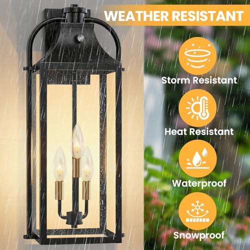 Dusk to Dawn Exterior Lighting Fixtures,24" Jumbo Foyer Light Scones 2 Pcs - Image 6