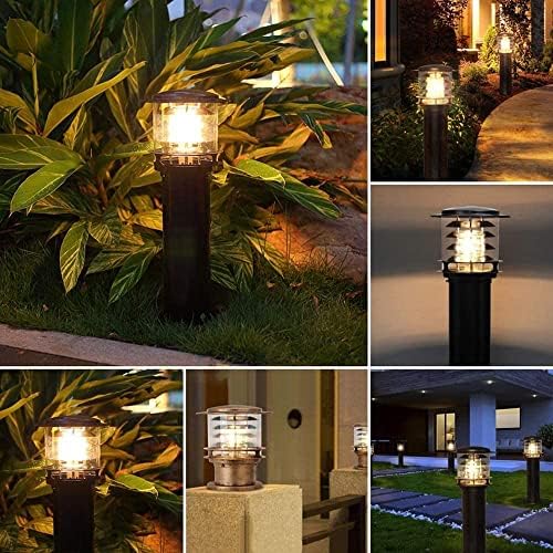 Outdoor Bollard Light Modern Pathway Lamp with Tiered Shade IP65 Waterproof Garden Landscape Lighting for Walkway, Driveway, Lawn, Patio E26/E27 Base Exterior Post Lantern - Image 5