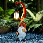 Solar Coffee Gnome Garden Statue with Lantern, 13.3-Inch Decor by Roundot