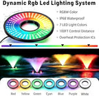 Pond Fountain Aerator Lights, RGBW 20000LM LED Fountain Light with 100FT Power Cord, IP68 Waterproof Stainless Steel Wireless Sync Control Floating Fountains Pump Light for Lake Ponds - Image 6