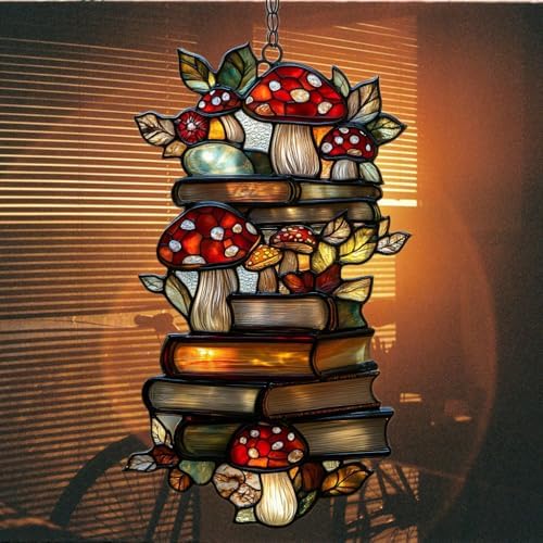 Stack of Books in Forest Acrylic Suncatcher - Image 7