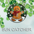 Smiling Gingerbread Man Stained Glass Window Hanging Suncatcher Gifts 12" - Image 3