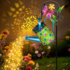 Solar Lights Outdoor Decorative, 2 Pack Blue Metal Watering Can with Lights - Image 2