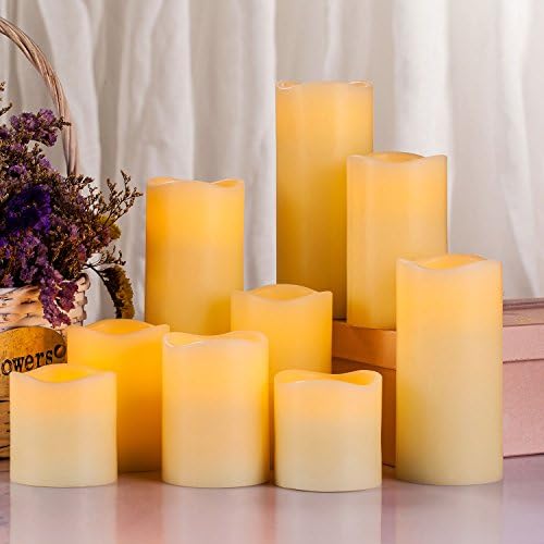 RY King Large Flameless Candle Set of 9 (D 3" x H 3", 3", 4", 4", 5", 5", 6", 7", 8") Battery Operated LED Pillar Real Wax Candles with Remote Control Timer - Image 3