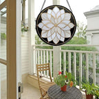Stained Glass Window Hanging - White Flowers Suncatcher for Door Terrace Garden Home Decor Abstract Black Gold Sun Catcher Christmas Birthday Gifts for Lovers Women Men Dad Mom Nana 11.8 in - Image 4