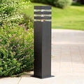 Outdoor Bollard Light Modern Black LED Pathway Lamp, IP65 Waterproof Square Landscape Post Lighting Fixture with Striped Design for Garden, Walkway, Yard Driveway Illumination by Unknown