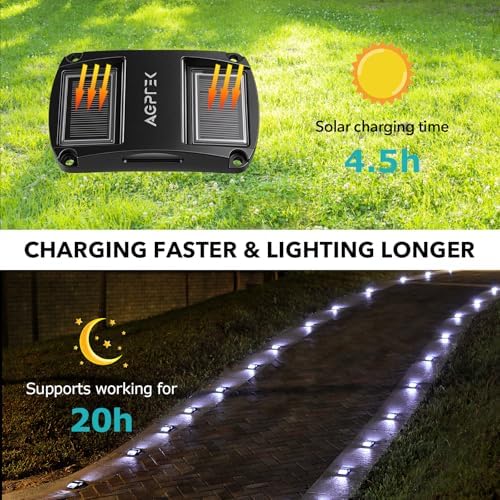AGPTEK Solar Driveway Lights 12 Pack, Outdoor Deck Dock Marine Waterproof - Image 3