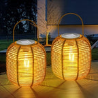 HPC Decor 2 PK Solar Lanterns-Outdoor Lanterns Waterproof, Rattan Solar Lights, Hanging Solar Lanterns Outdoor,Solar Lamp Lights,Decoration Lights for Garden,Patio,Porch,Trees,Pathway,Outside. by HPCDECOR