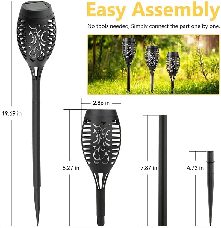 Solar Powered Halloween Torch Lights, LED Flame Atmosphere Stake Lights for Garden, Lawn, Yard, Outdoor Decor (4) - Image 2