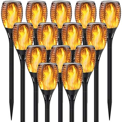 14 Pack Solar Lights Outdoor, 33LED Solar Torch Lights with Dancing Flickering Flames, Waterproof Landscape Decoration Flame Lights for Garden Pathway Yard-Auto On/Off Dusk to Dawn by Permande