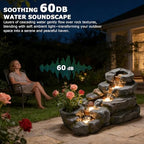 38.2" L Garden Water Fountain Outdoor Waterfall with LED Light - Image 4