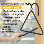 12-inch Triangle Dinner Bell with Hanger & Call Striker Ringer Outdoor Bell Wall Mounted Bell Metal Bell Wrought Iron Country Bell for Home Barn School Church Playground, Corrosion Resistance - Image 2