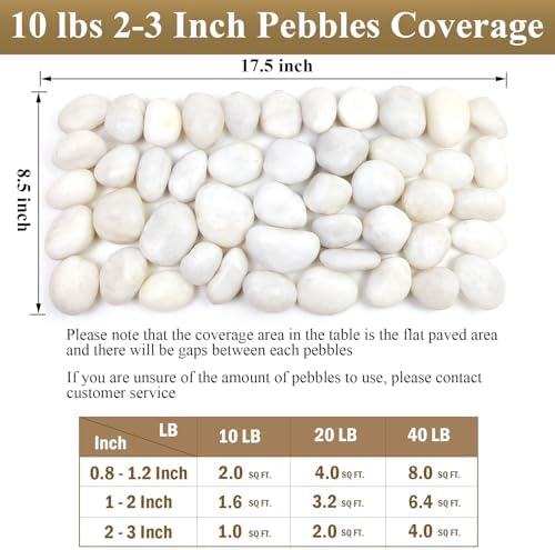 FANTIAN 10 lbs Large River Rocks for Landscaping, 2-3 Inch Polished White Pebbles for Plants, Decorative White Stones for Planters Vase Aquarium and Outdoor Garden Rocks - Image 3