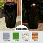 Glitzhome 29.25" H Oversized Ceramic Vase Outdoor Water Fountain Tall Patio Garden Water Fountain with LED Light and Submersible Pump Yard Art Decor, Black, 29.25”H - Image 5