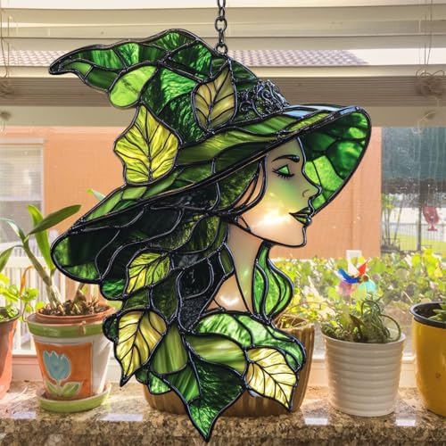 Leafy Forest Witch Acrylic Suncatcher - Image 4
