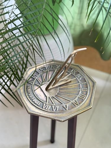 Brass Garden Sundial Classic Octagonal Home & Garden Gift Decor Outdoor Sundial - 10 Inch Birthday Gift - Image 4
