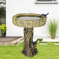 24.4" H Trunk Shape Birdbaths for Outdoors, 24.4" H * 18" Φ Garden Bird Bath Statues, Outdoor Decor for Garden, Patio, Yard, Deck by Unknown