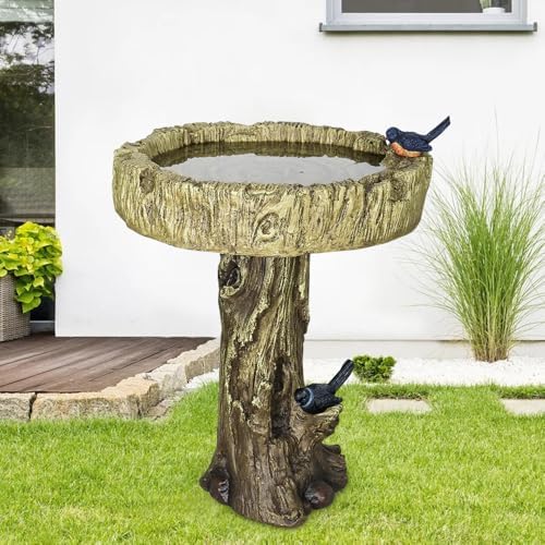 24.4" H Trunk Shape Birdbaths for Outdoors, 24.4" H * 18" Φ Garden Bird Bath Statues, Outdoor Decor for Garden, Patio, Yard, Deck by Unknown