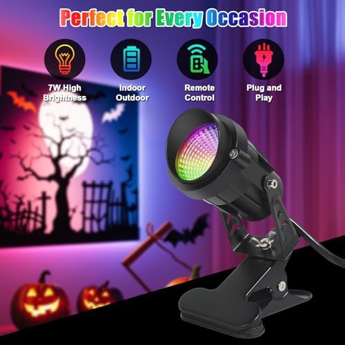 Spot Lights Outdoor 7W RGBW LED Color Changing Landscape Lights with Remote Control Landscape Lighting Spotlight Outdoor Waterproof Spot Lights for Yard Garden Patio Lawn Decorative 2 Pack - Image 5