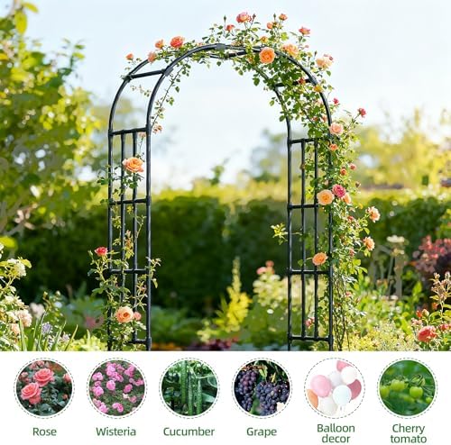 Metal Garden Arch Trellis 6.9 Ft for Climbing Plants Outdoor - Image 6