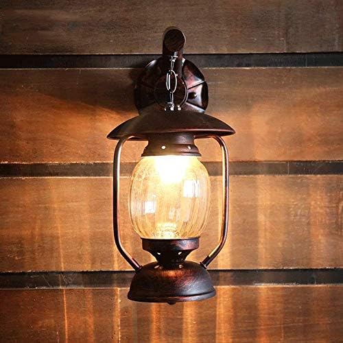 American Country Barn Lantern Iron Glass Lampshade Kerosene Oil Wall Light Antique Metal Aisle Dining Room Cafe Bar Wall Lamp Fixtures Vintage Industrial Loft Wall Sconce - Image 3