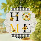 12 Inch Farmhouse Sunflower Wind Spinner for Yard and Garden, Yellow Black Floral Buffalo Plaid Hanging Ornaments Outdoor 3D Kinetic Wind Sculpture Spinners Indoor Outdoor Patio Décor Ornaments Gift - Image 2