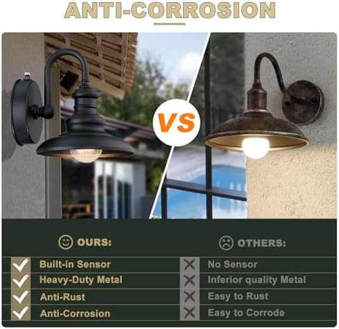 LONEDRUID Dusk to Dawn Sensor Outdoor Gooseneck Barn Light Fixture Brown - Image 4