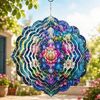 Shwing 12 Inch Wind Spinner Hanging Wind Sculptures Lotus Flower Metal Decor Double Sided Outdoor Kinetic Garden Art 3D Wind Spinner Hanging Ornament for Patio Porch Balcony Backyard Tree Decor by Unknown