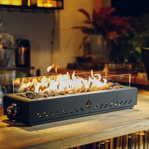 28" Propane Gas Fire Pit Side-Mounted, Portable Tabletop Fireplace, FP043 - Image 7